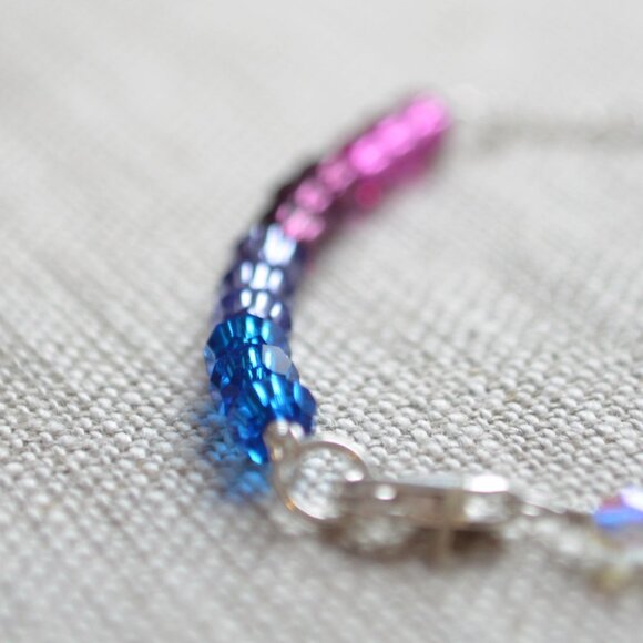 Dainty Blue and Fuchsia Crystal Row Bracelet in Sterling Silver - Picture 5 of 6